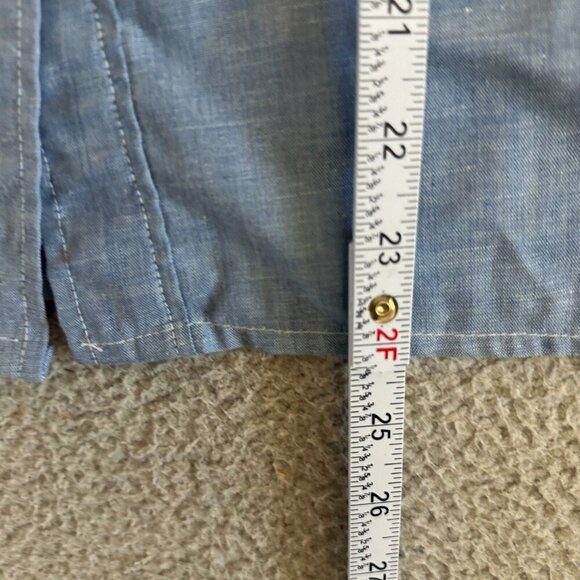 Vintage 70s Western Patchwork Button Shirt Womens Chambray Denim - Picture 4 of 16